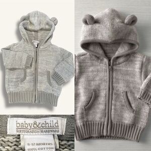 Baby & Child by Restoration Hardware Organic Cotton Hoodie Jumper Zip Up 6-12 M